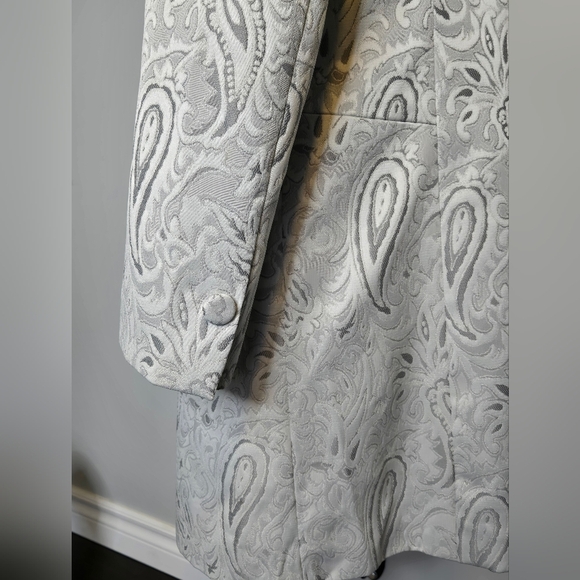 Vintage Jessica Paisley Brocade Coat Jacket Women’s Size 16 Longline Silver Gray - Picture 5 of 10